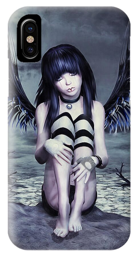 Goth iPhone X Case featuring the digital art Goth Fairy by Alicia Hollinger