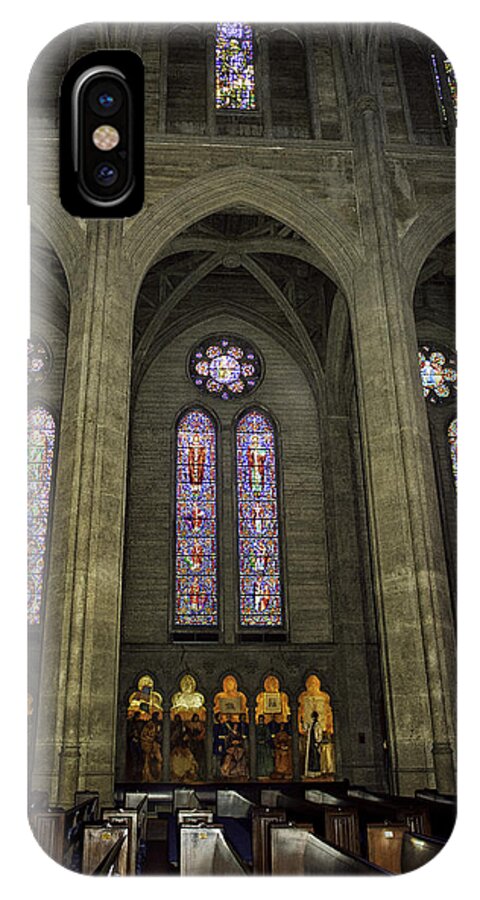 Grace Cathedral iPhone X Case featuring the photograph Grace Cathedral Stained Windows by Patricia Dennis