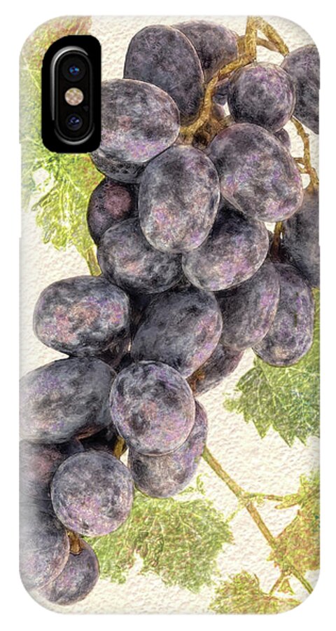 iPhone X Case featuring the digital art Luscious Grapes by Bill Johnson