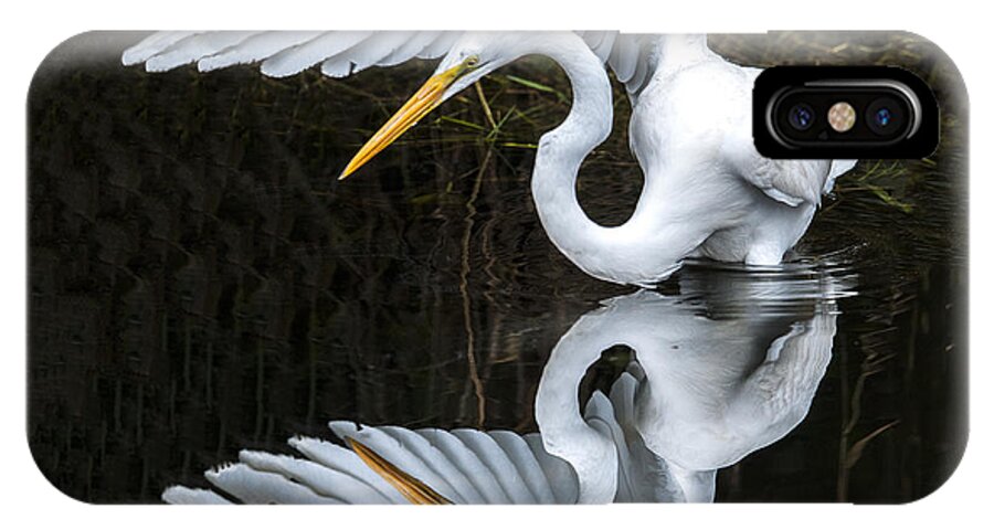 Wildlife iPhone X Case featuring the photograph Great Egret Reflection by William Bitman
