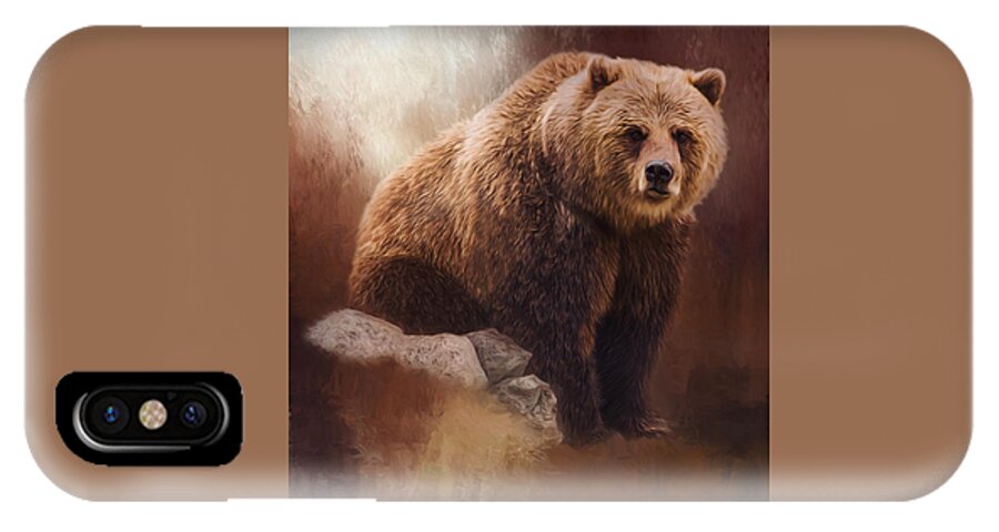 Great Strength iPhone X Case featuring the painting Great Strength - Grizzly Bear Art by Jordan Blackstone