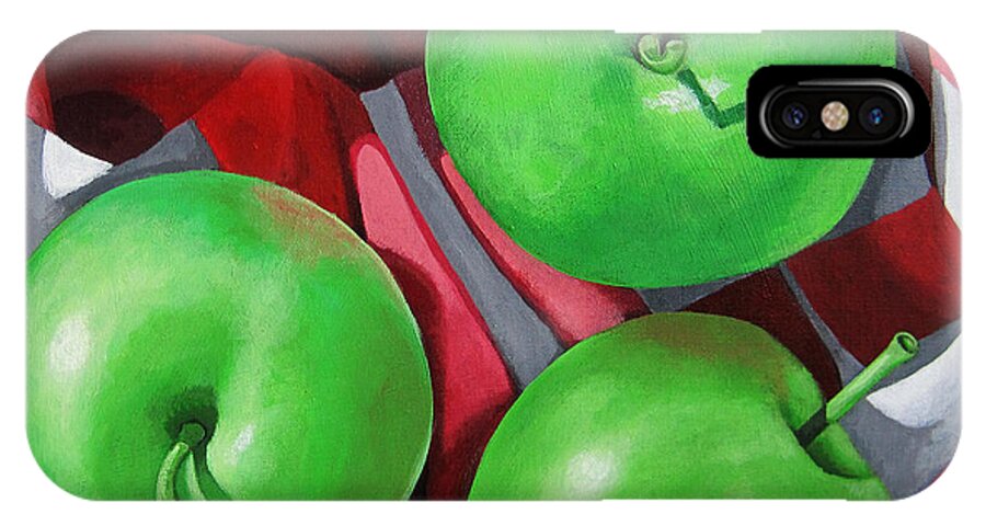Apples iPhone X Case featuring the painting Green Apples still life painting by Linda Apple