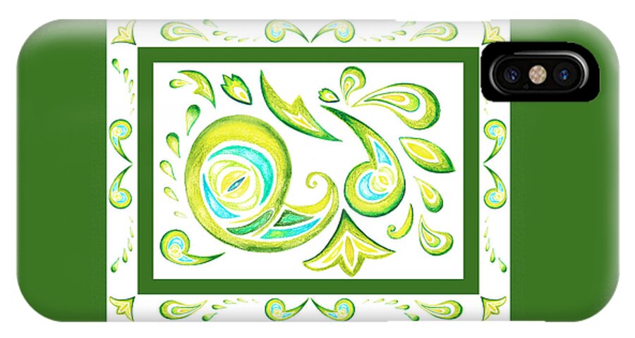 Paisley iPhone X Case featuring the painting Green Paisley by Irina Sztukowski
