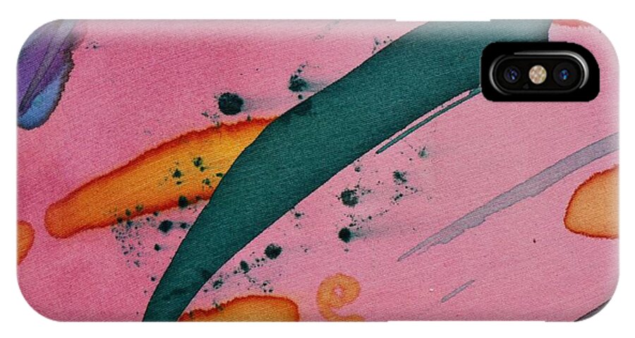  iPhone X Case featuring the painting Green Stripe by Barbara Pease