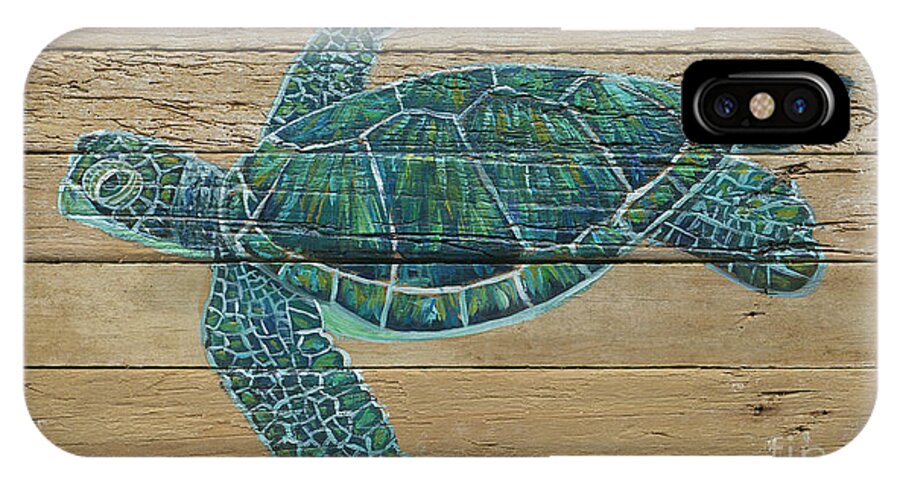 Turtle iPhone X Case featuring the painting Green Turtle by Danielle Perry