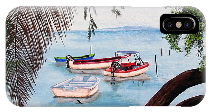 Guanica iPhone X Case featuring the painting Guanica Bay by Gloria E Barreto-Rodriguez