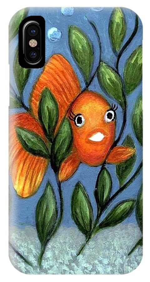Goldfish iPhone X Case featuring the painting Happy Goldfish by Sandra Estes