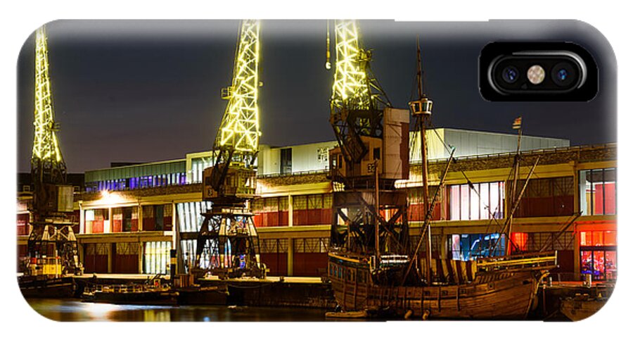 Bristol iPhone X Case featuring the photograph Harbour Cranes by Colin Rayner