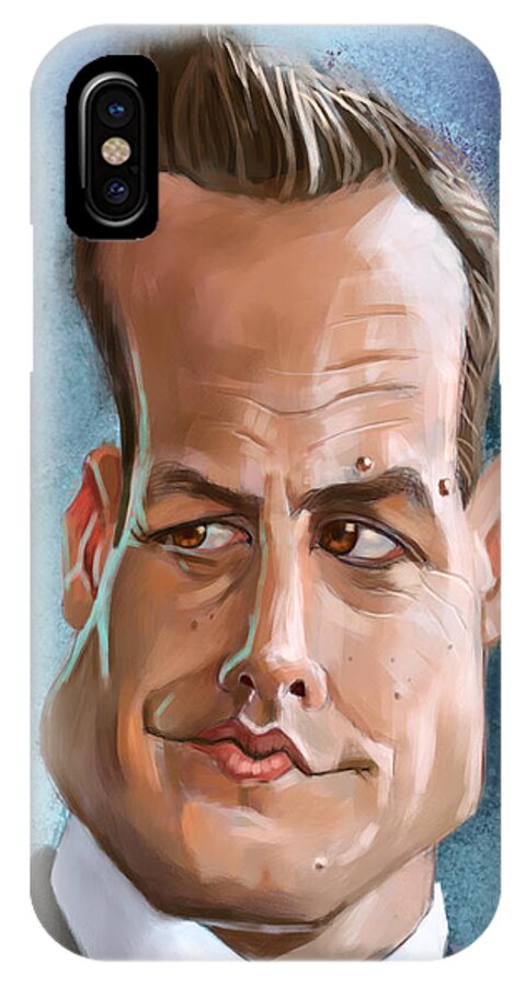 Suits iPhone X Case featuring the painting Harvey Specter by Arie Van der Wijst