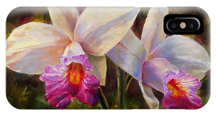 Art iPhone X Case featuring the painting Hawaiian Bamboo Orchid by K Whitworth