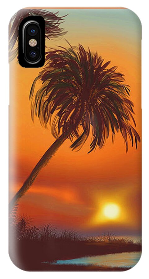 Landscape iPhone X Case featuring the painting Hawaiian Sunset by Becky Herrera