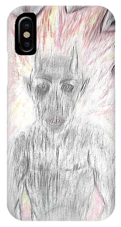 He Flame Sureal iPhone X Case featuring the drawing He Flame by Yury Bashkin