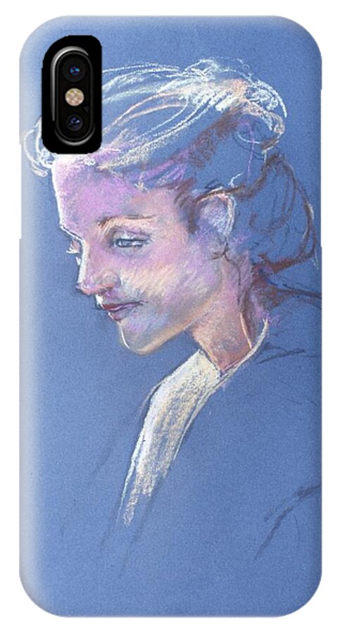 Headshot iPhone X Case featuring the painting Head study 6 by Barbara Pease