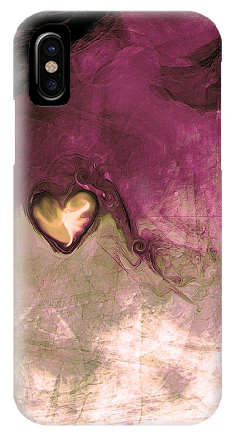 Heart Of Gold iPhone X Case featuring the digital art Heart Of Gold by Linda Sannuti