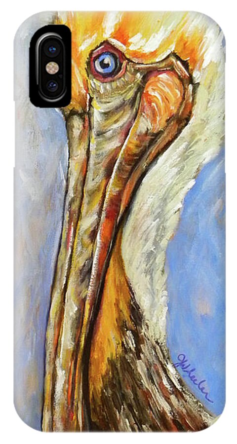 Pelican iPhone X Case featuring the painting Here's looking at you by JoAnn Wheeler