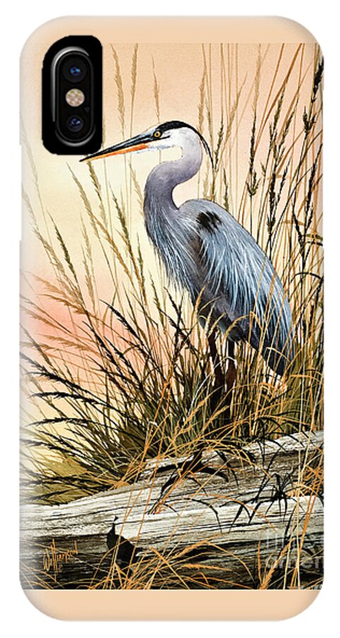 Heron iPhone X Case featuring the painting Heron Sunset by James Williamson