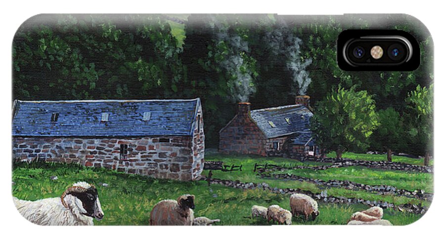Tim iPhone X Case featuring the painting Highland croft by Timithy L Gordon
