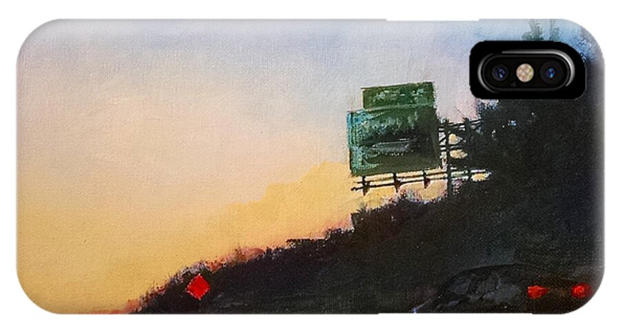 Roads iPhone X Case featuring the painting Highway at Dusk No. 1 by Peter Salwen