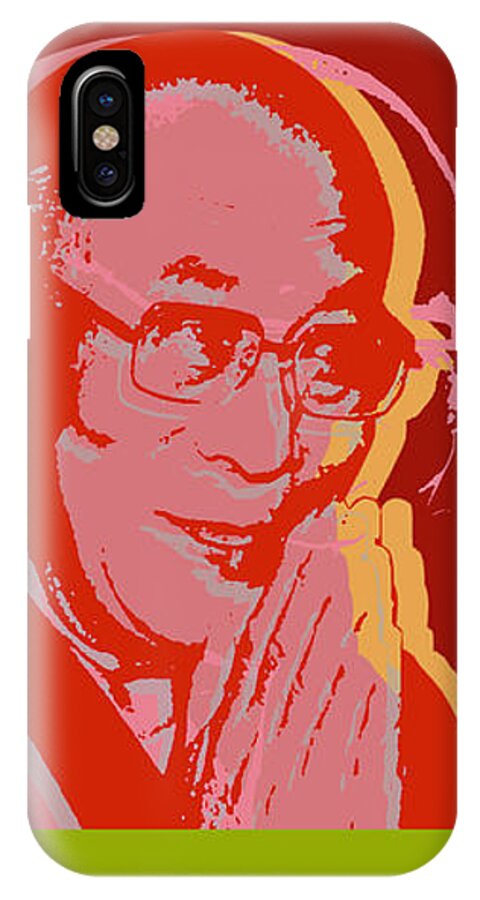 Lama iPhone X Case featuring the digital art His Holiness the Dalai Lama of Tibet by Jean luc Comperat