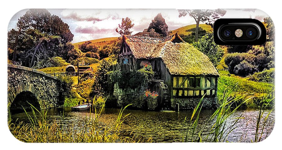 Landscape iPhone X Case featuring the photograph Hobbiton Mill and Bridge by Kathy Kelly