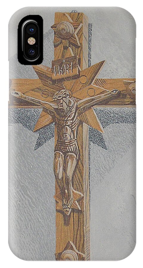 Realism iPhone X Case featuring the painting Holy Cross by Edward Maldonado