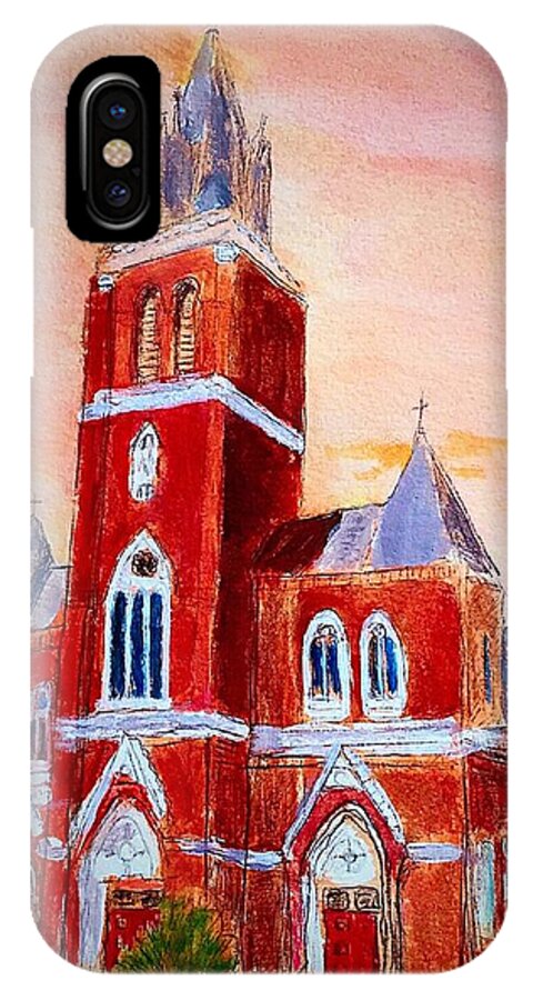 Amesbury iPhone X Case featuring the painting Holy Family Church by Anne Sands