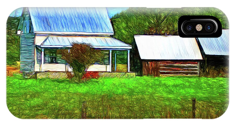 Farm iPhone X Case featuring the digital art Homestead by Leslie Montgomery