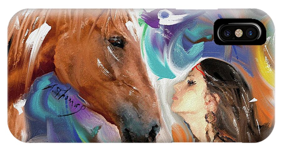 Horse Love iPhone X Case featuring the digital art Horse Connection by Alex Thomas