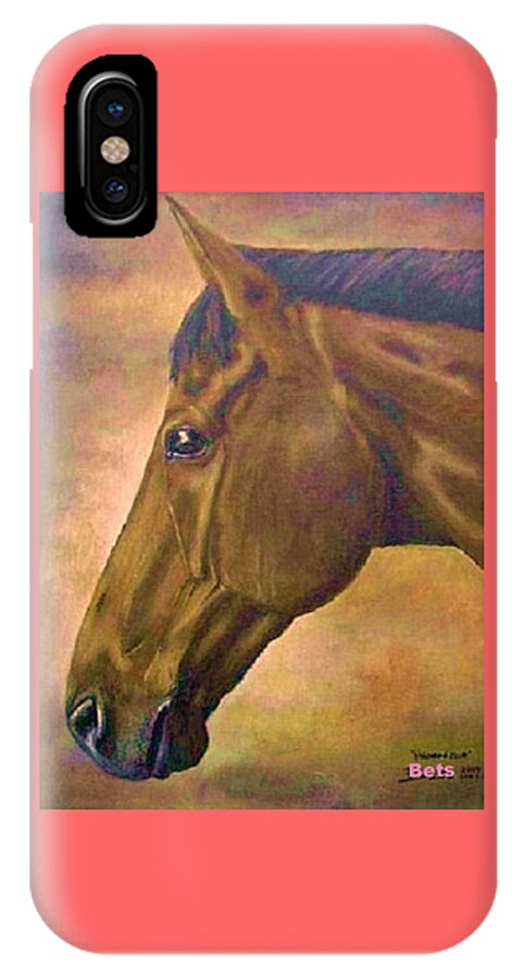Horse Art iPhone X Case featuring the painting horse portraint PRINCETON pastel colors by Bets Klieger