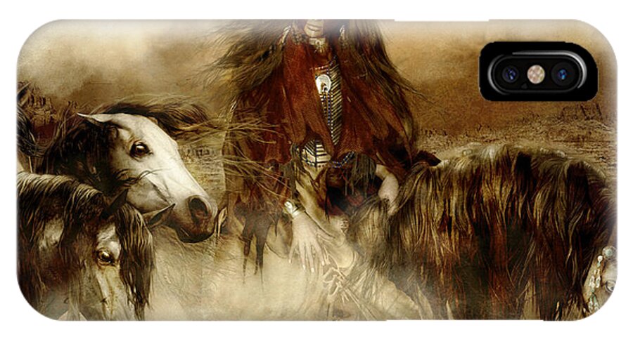 Spirit Helper iPhone X Case featuring the digital art Horse Spirit Guides by Shanina Conway