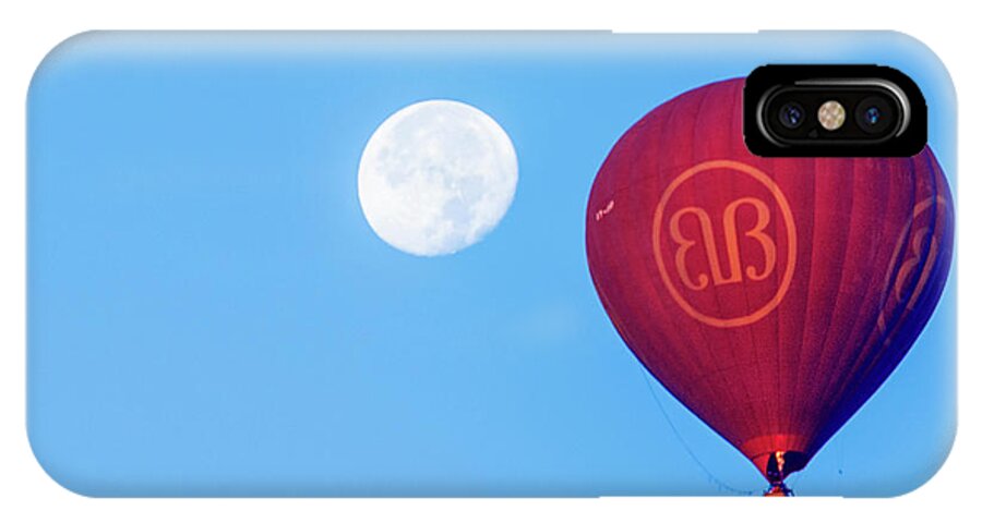 Travel iPhone X Case featuring the photograph Hot air balloon and moon by Pradeep Raja Prints