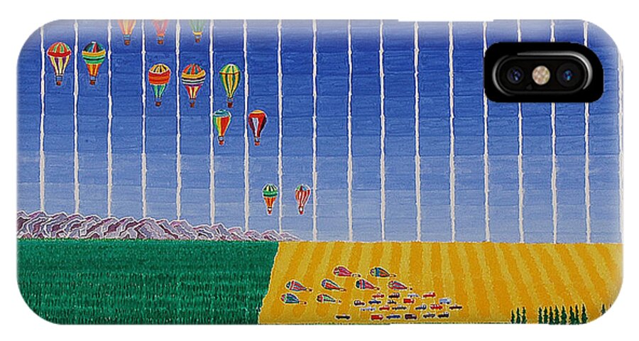 3d iPhone X Case featuring the painting Hot Air Balloon Party by Jesse Jackson Brown
