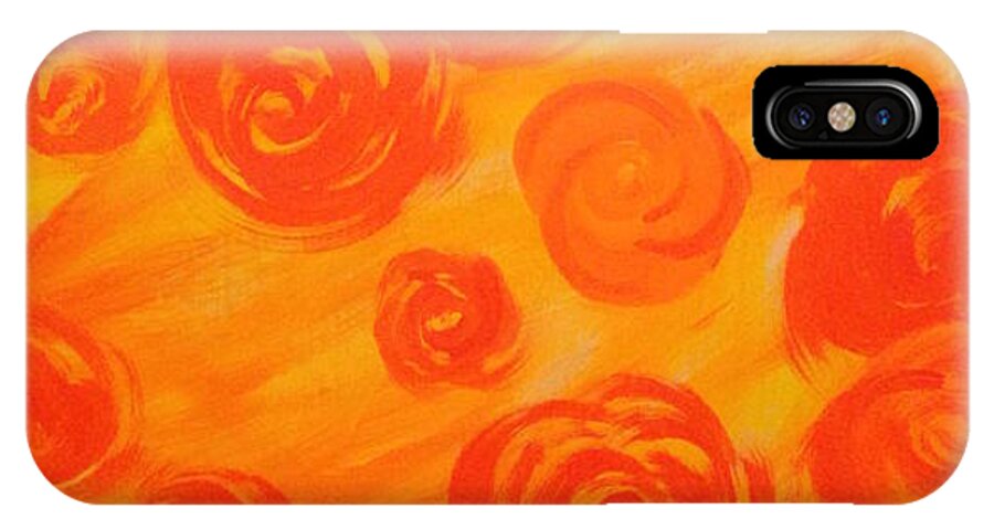 Orange iPhone X Case featuring the painting Hot Flora by Alyssa Davila