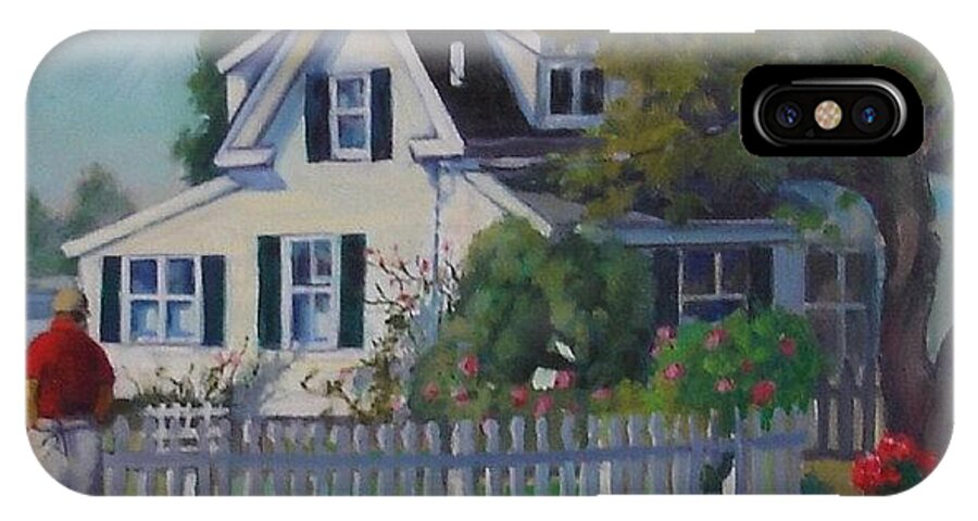 Maine iPhone X Case featuring the painting House by the Sea by Michael McDougall