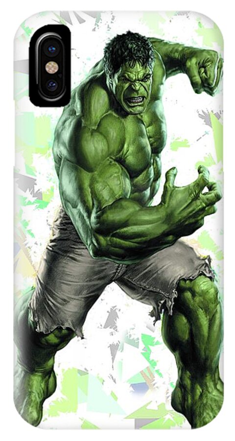 Hulk iPhone X Case featuring the mixed media Hulk Splash Super Hero Series by Movie Poster Prints