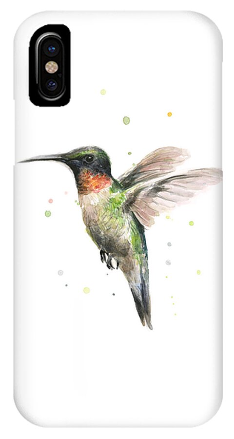 Animal iPhone X Case featuring the painting Hummingbird by Olga Shvartsur