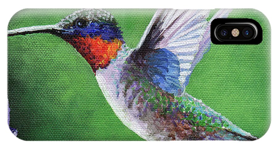 Timithy iPhone X Case featuring the painting Hummingbird by Timithy L Gordon
