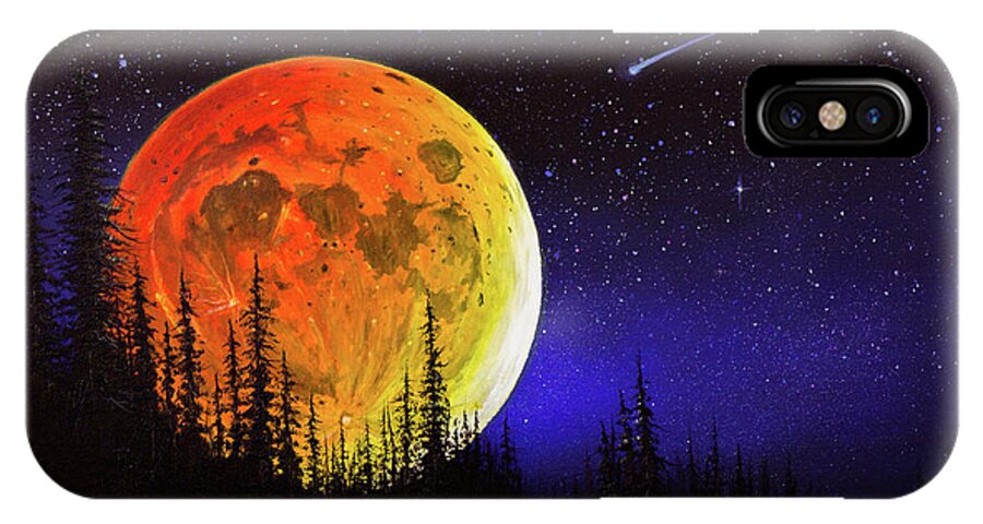 Full Moon iPhone X Case featuring the painting Hunter's Harvest Moon by Chris Steele