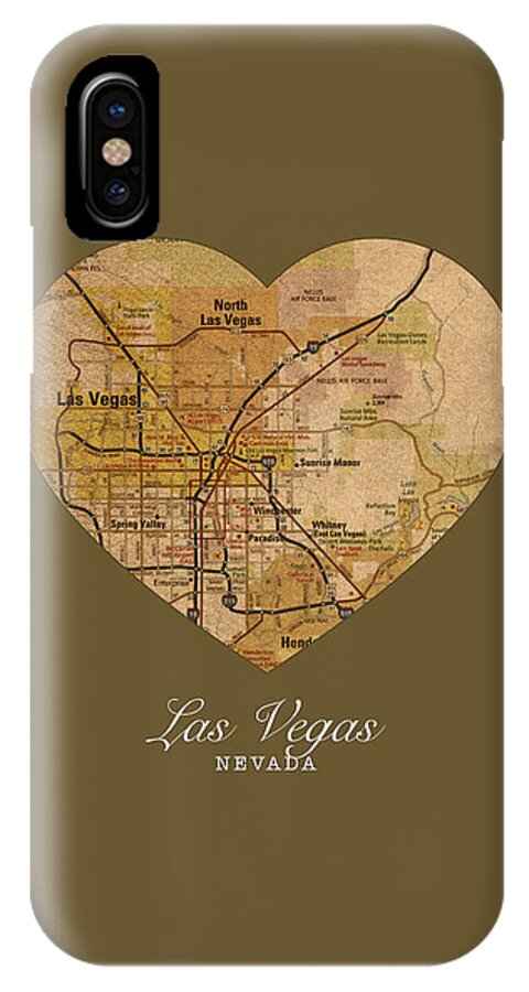 I Heart Las Vegas Nevada Vintage City Street Map Americana Series No 023  iPhone 15 Pro Max Tough Case