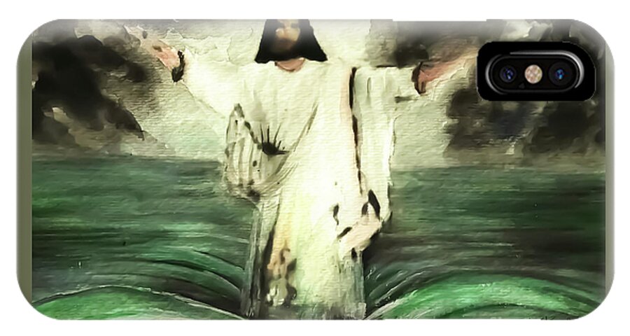 Jesus Walking On Water iPhone X Case featuring the painting I AM Will Calm Your Sea by Hazel Holland