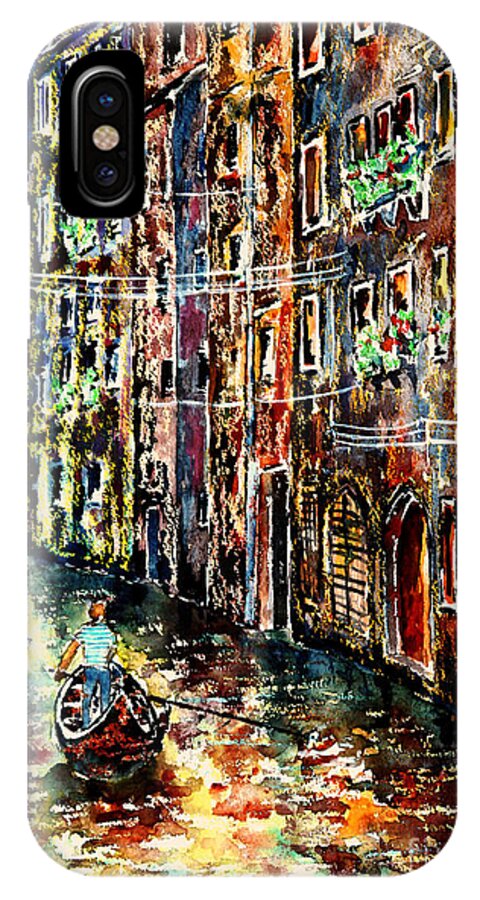 Venice iPhone X Case featuring the painting Il giro finale del gondoliere by Almo M