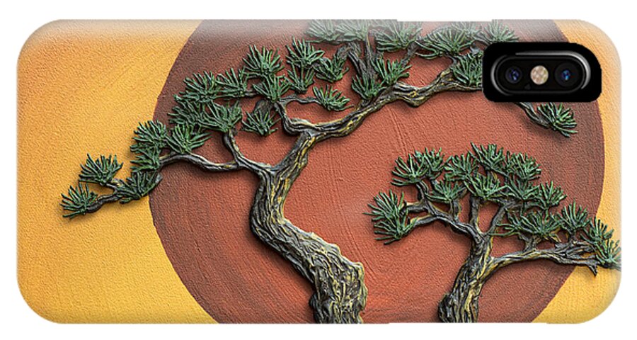 Impasto iPhone X Case featuring the painting Impasto - Bonsai with Sun - One by Lori Grimmett