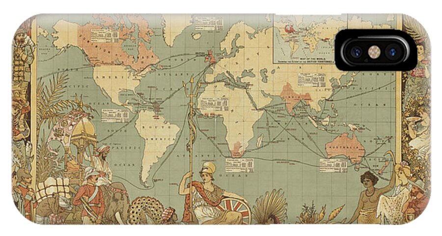 Imperial Map iPhone X Case featuring the digital art Imperial Map by Digital Art Cafe
