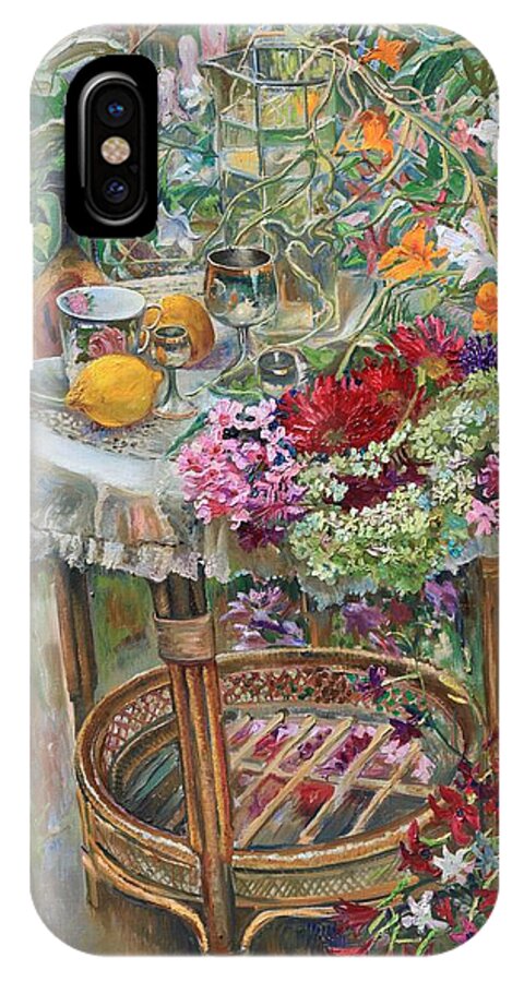 Maya Gusarina iPhone X Case featuring the painting In the Garden by Maya Gusarina
