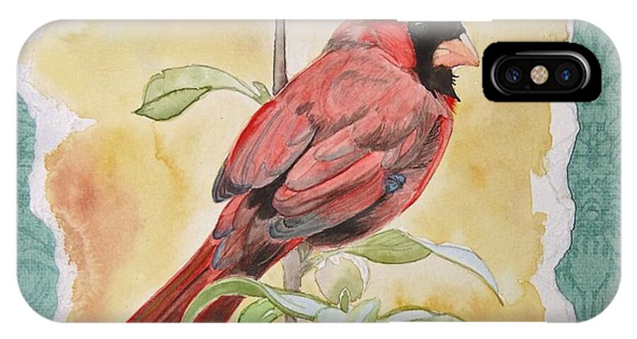 Cardinal iPhone X Case featuring the painting In the Reeds by Sonja Jones