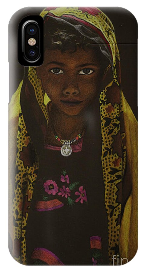 Child iPhone X Case featuring the painting Indian Child by Lisa Bliss Rush