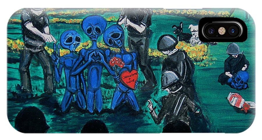 Intergalactic iPhone X Case featuring the painting Intergalactic Misunderstanding by Similar Alien