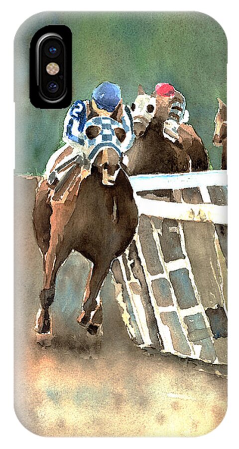 Horse iPhone X Case featuring the painting Into The Stretch And Headed For Home-Secretariat by Arline Wagner