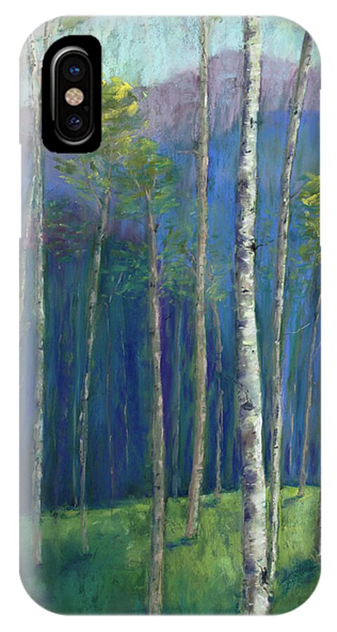 Aspens iPhone X Case featuring the painting Into the Woods by Mary Benke