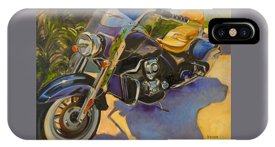 Motorcycle iPhone X Case featuring the painting Iron Horse by Kaytee Esser